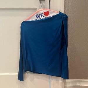 Blue Satin off the shoulder top